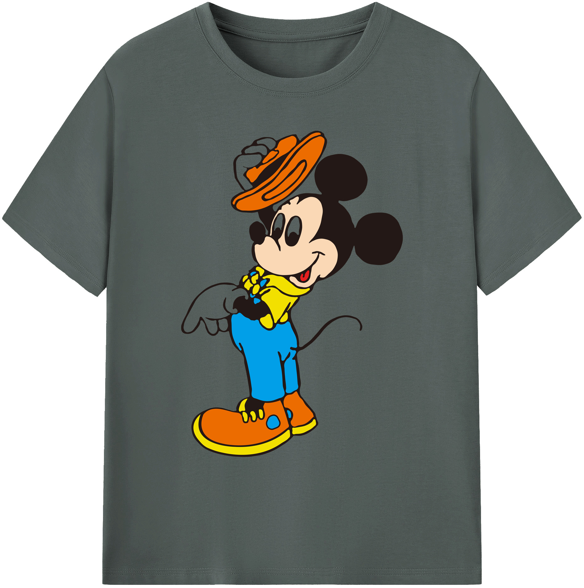 ミッキーマウス Mickey Mouse 綿100％ メンズ半袖Tシャツ｜肌触りやわらか＆通気性